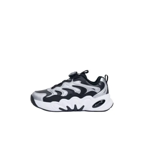 Antakids Leisure Collection Slip-resistant Shock Absorbers Low Top Kids Lifestyle Shoes Black Silver Children's Антакидс Лэйзер Коллекция Противоскользящие Амортизаторы Низкий Топ Детские Лайфстайл Обувь Черный Серебряный Детский