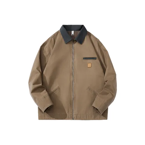 Guxiansen Осень и зима 100% хлопок Рабочая одежда Куртка HUNTING Куртка Barn Style Цветовой блок Отложной воротник Свободный крой Повседневный Мужской