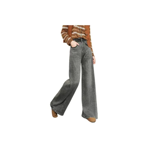 FAWENXIANGZI Серые Женские Джинсы