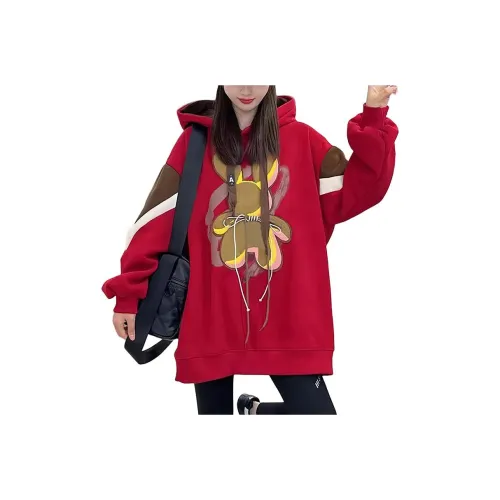 LANGQING Красный Бесплатная доставка Бренд Наклеенный Женские Свитшоты