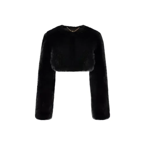 OH POLLY Искусственный мех Укороченный болеро в черном бархате Feel Пальто Женское