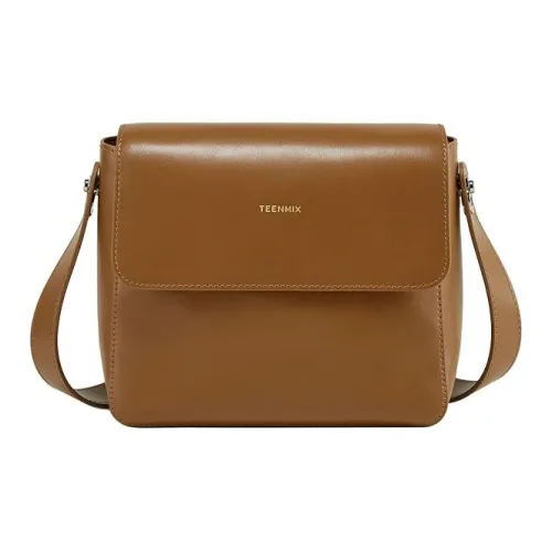 teenmix Коровья кожа Тофу Сумка Маленькая Квадратная Сумка Сумка через плечо Средняя Женская Коричневая Черная