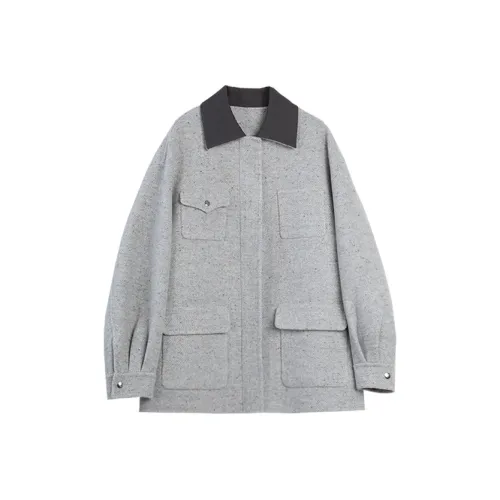 ELLE Light Gray Women's Coat ELLE Светло-серый женский пальто