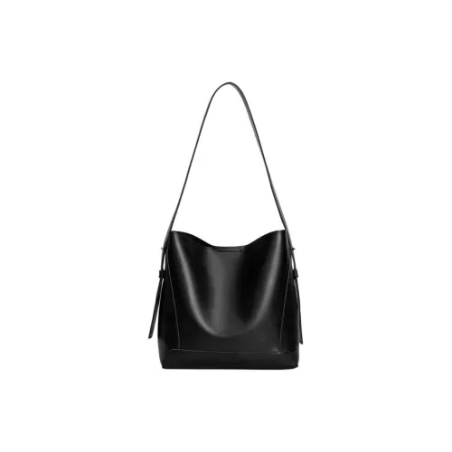 NOMK ПУ (полиуретан) Сумка-ведро Сумка на плечо Женская Черный Экрю Кофе Карамель