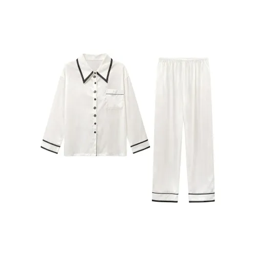 Daiyindie Осенние и зимние пижамы для женщин ледяной шелк с длинными рукавами домашние комплекты