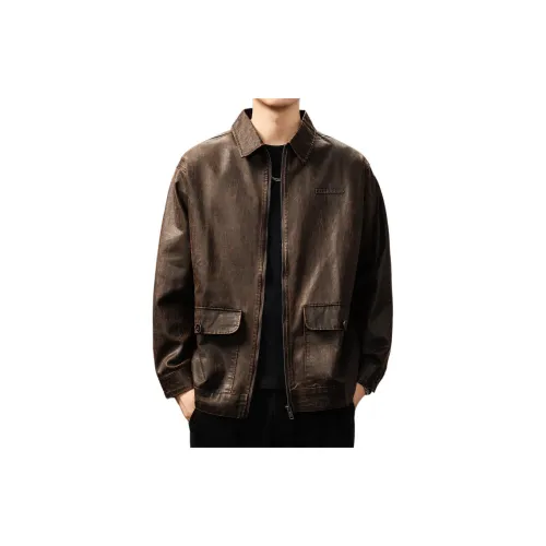 GUISE Осенний кожаная куртка свободный крой унисекс