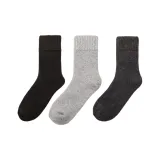 [3 упаковки утолщенных шерстяных носков] Черный, Темно-серый, Светло-серый