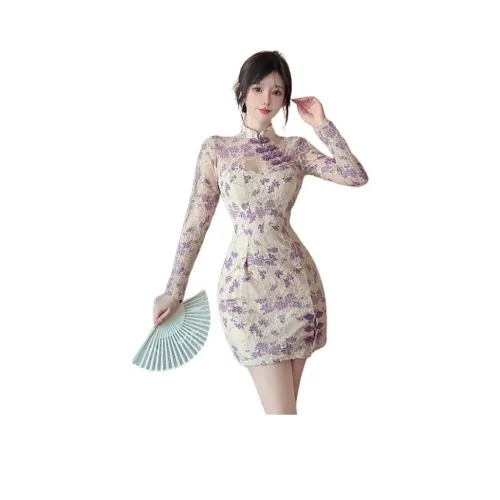 XIANSINIAO Длинное платье с длинными рукавами женское