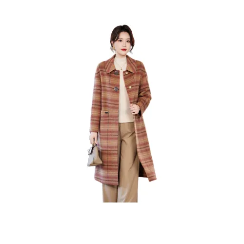 H YXIANG Многоцветное Клетчатое Женское Пальто