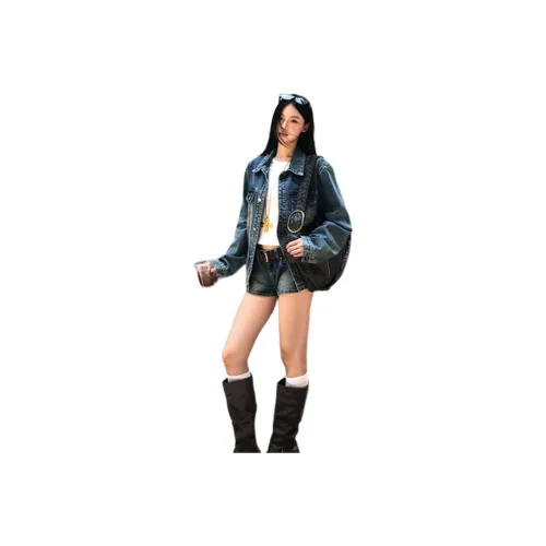 YICHEN Синий Женские Джинсовые Куртки