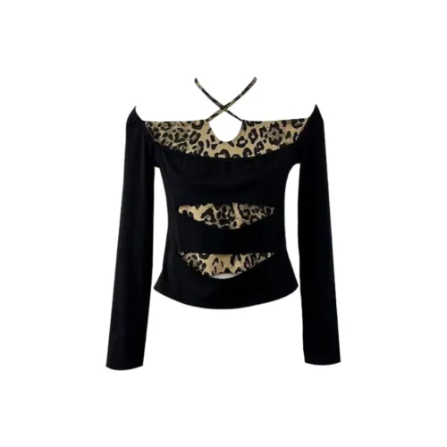 Wang Leshi Черные Женские T-рубашки