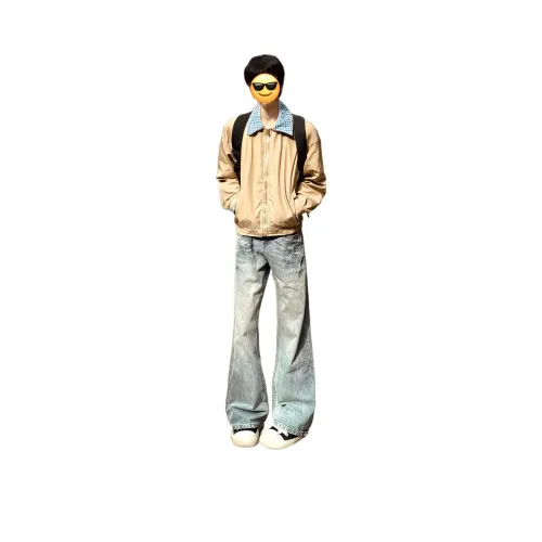 DUATOGE Светло-синие регулируемые джинсы с регулируемым поясом для мужчин