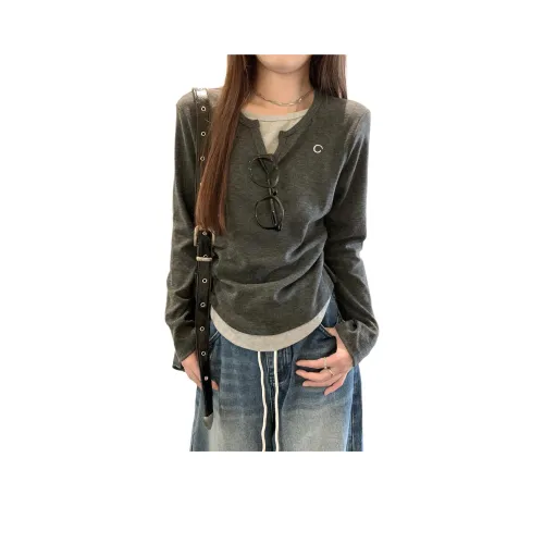 LANGQING Темно-серый Giveaway Бренд Наклеенный Женский Трикотаж