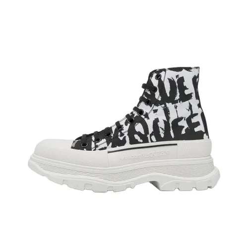 Alexander McQueen Tread Slick Graffiti Короткий Платформа Обувь Мужская Белая