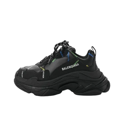 Balenciaga Triple S Low Топ Толстая подошва Кроссовки Мужские Черные