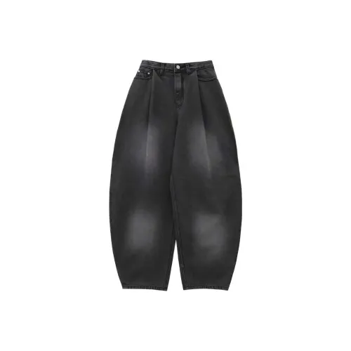 TREEMINGBIRD Одиночная кнопка Деним Комплект Вверх Брюки [ Черный ] Джинсы Женские