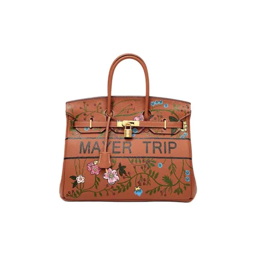 MAYER TRIP Сумка Birkin из крупнозернистой текстуры коровьей кожи большая женская коричневая