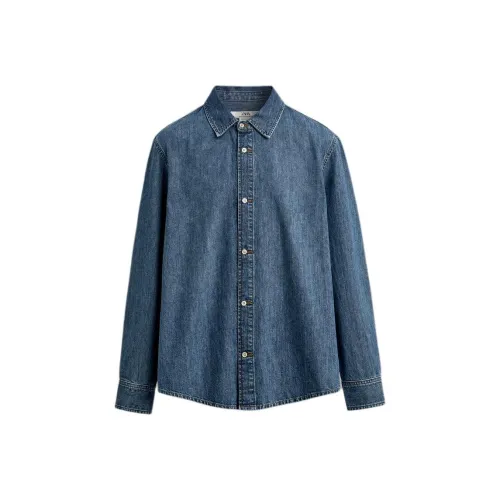 ZARA Мужские рубашки светло-синие