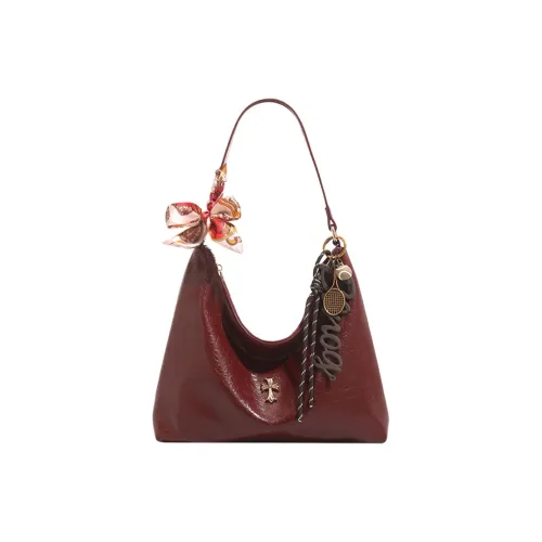 SMILE FOCUS Microfiber Synthetic Leather Shoulder Bag Standard Women's Burgundy