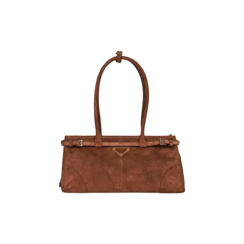 PRADA Bonnie Замшевая Сумка через плечо Средняя Женская Какао-коричневый