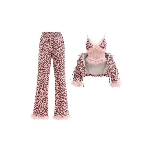 FAVMARTHA Леопардовый принт розовый женский пижамные комплекты