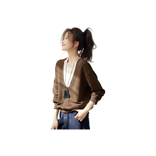 Mu Xiao Xin Темный кофейный Giveaway Бренд Наклеенный Женские Свитшоты