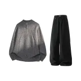 Темно-серый топ + черные штаны