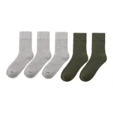 [5 пачек утолщенных шерстяных носков] 3 светло-серых, 2 армейских зеленых