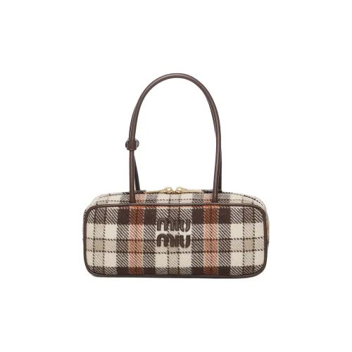 MIU MIU Beau Полиамид Смесь Овчина Сумка через плечо Женская Коричневая