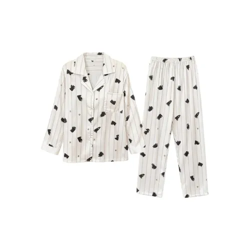 Daiyindie Осенне-зимняя пижама для женщин ледяной шелк с длинными рукавами домашняя одежда