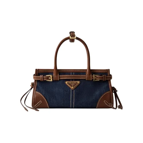 PRADA Bonnie Сумка из смешанного материала Мини Женская Синяя и Коричневая