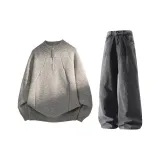 Светло-серый топ + серые штаны