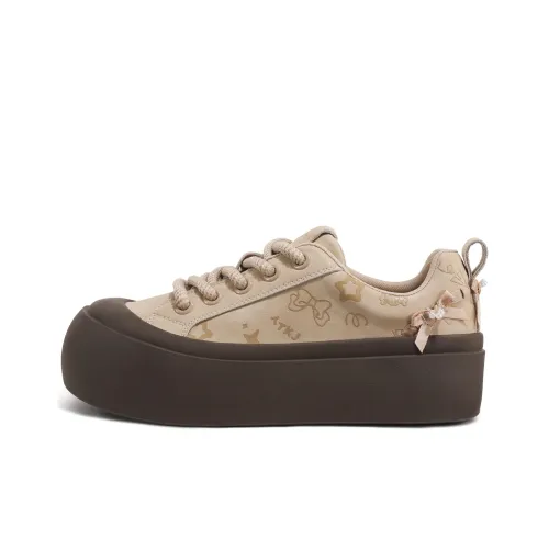 TTKJ Модный Амортизация Увеличение Высоты Низкий Топ Повседневная Обувь Женская Латте Коричневый