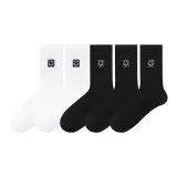 3 Черный, 2 Белый [10A Антибактериальный Улыбающееся Лицо Носки]