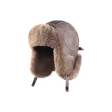 Темная кофейная шапка-ушанка