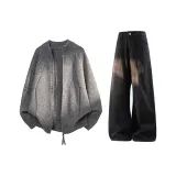 Темно-серый топ + черные штаны