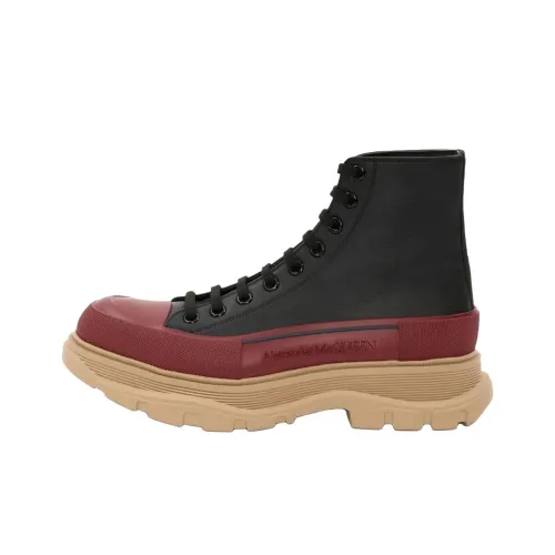 Alexander McQueen Tread Slick Короткий MID Голень Платформа Обувь Мужская Черная Красная