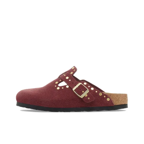 Биркенсток Бостон Риветс Домашние тапочки Унисекс Красный Стандартный Свободный крой