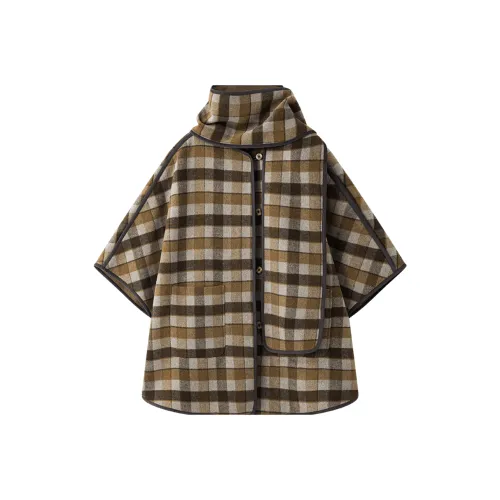 FANSILANEN Зеленый Клетчатый Двойной Сторонний Женское Пальто