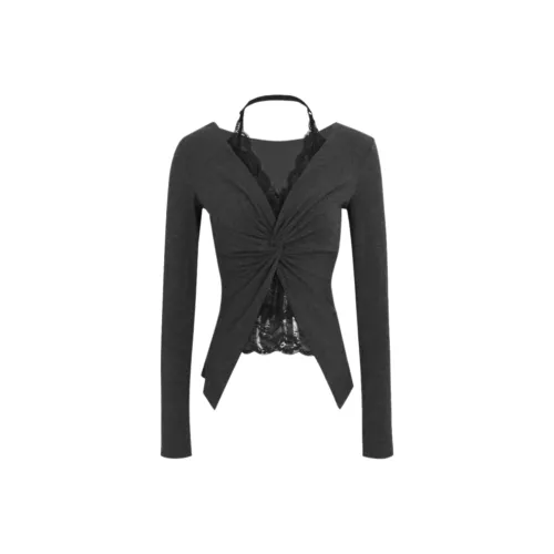 Wang Leshi Темно-серые Женские T-рубашки