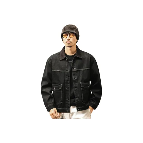 JIELEINUO Синий Черный Мужской Джинсовые Куртки