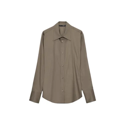 ZARA Темно-серый Коричневый Женская Рубашка