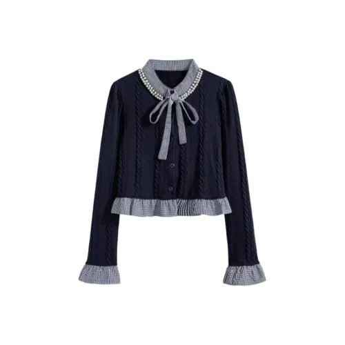 Wang Leshi Темно-синий женский трикотаж