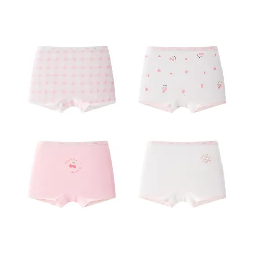 MIIOW 4 пачки Розовый + Светло-розовый + Экрю + Белый Детское нижнее белье