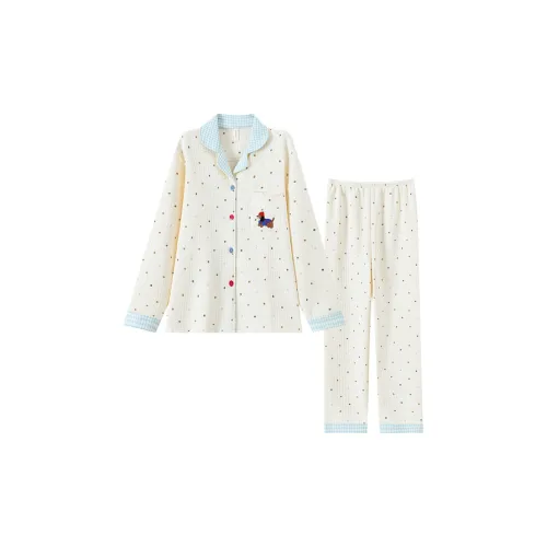 Qian Rise Гороховый узор Такса Женские Пижамные комплекты