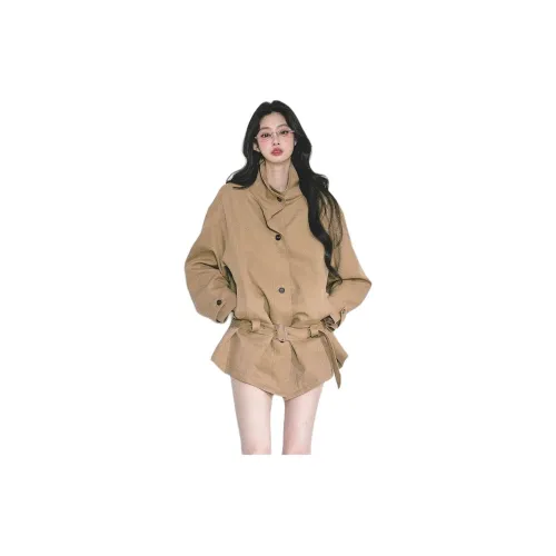 BONAS Хаки Пальто Женское Пальто