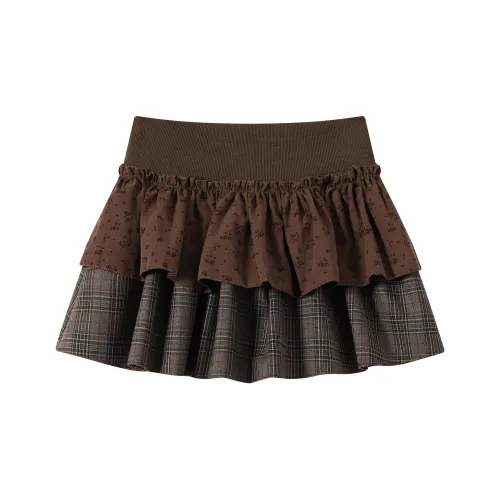 DDXZXIZI Коричневый Женские Повседневные Короткие Юбки