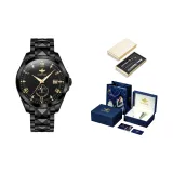 Стальной браслет, глубокий черный + коробка + кожаный ремешок