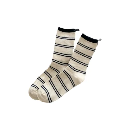 Jiaoshu Белые полосы Женские MID Носки до икры
