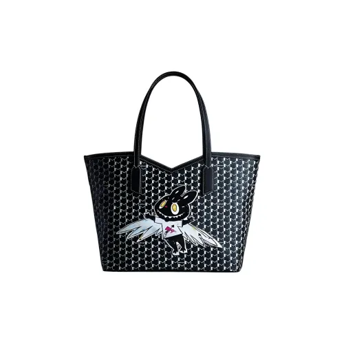 Moynat Kasing Lung Дракон Дом Шаговый шов Коллаборация Тоут Сумка Сумка для покупок Тоут Сумка Женские Черный